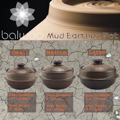 BALWOO Korean Pot [Inlaid][20oz, 600ml] MUD GLAZE Earthenware Ttukbaegi, Ceramic Clay Cooking Pot Casserole, Heat Resistant Earthen Bowl, Stone Bowl Stockpot Soup Cookware, Pottery Bowl - Image 5