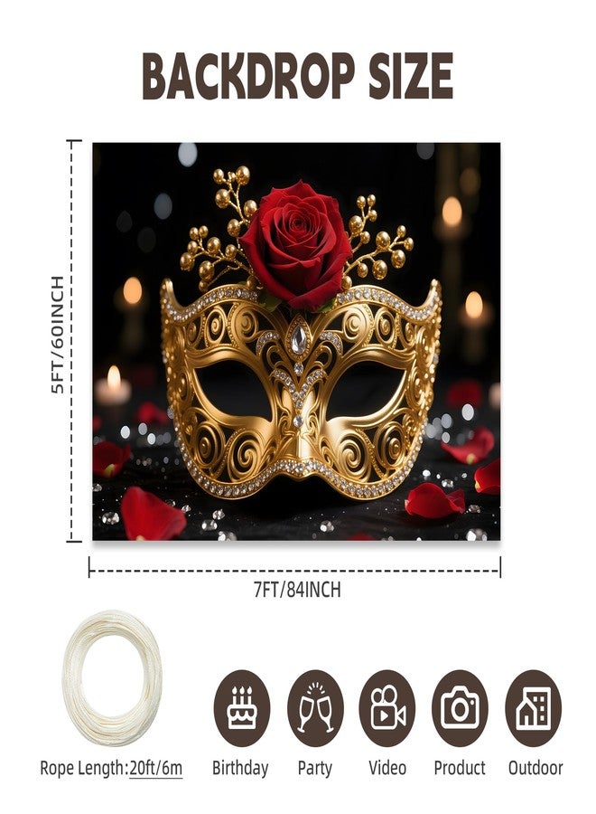 Dormirpilow Venetian Mardi Gras Decoration Backdrop 7X 5FT (Mask-2, 7X5FT) - Image 2