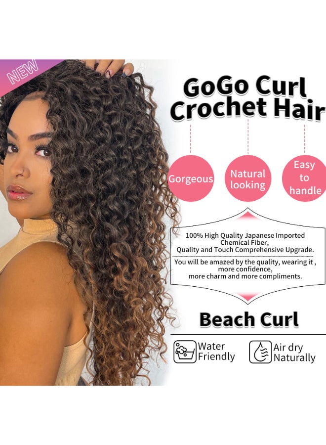 QRHSUKA GoGo Curl Crochet Hair for Black Women Water Wave Curly Crochet Hair Deep Wave Beach Curl Crochet Synthetic Hair Extensions 22 inchPack of 6 T1B27 - Image 4
