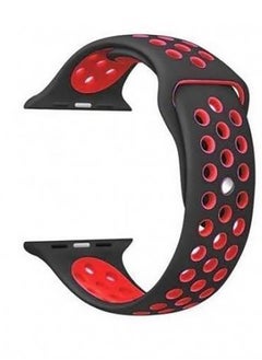 Soft Silicone Replacement Sports Strap For All Apple Watch Series - 41/40/38 - Black/Red