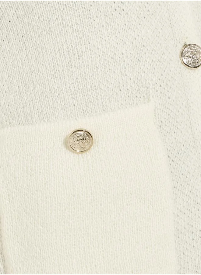 Styli Button Placket Knitted Cardigan