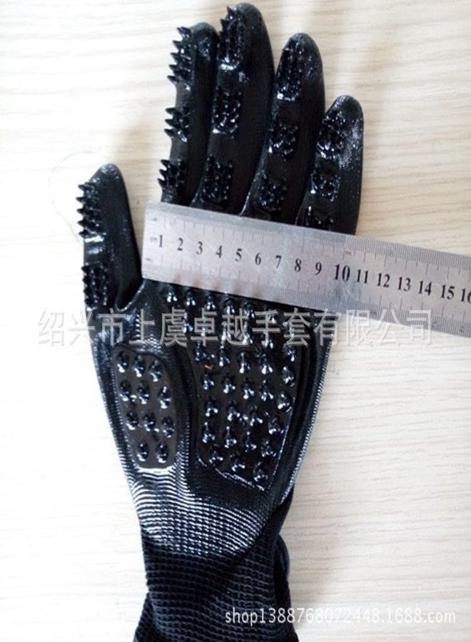 Pet Grooming Gloves for Dogs Cats Horses - Gentle Silicone Deshedding Brush Mitt - Hair Remover Tool for Bathing Massage - 1 Pair Black - Image 2