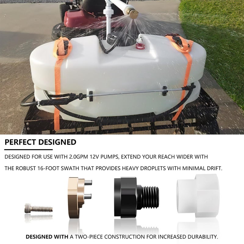 besttruck BN2BP125FWX-CS Boomless Nozzle Full Spray 16 ft Use with 2.0 GPM 12V pumps Compatible with Most Branded Broadcast Sprayers & Boom Kits - Image 3