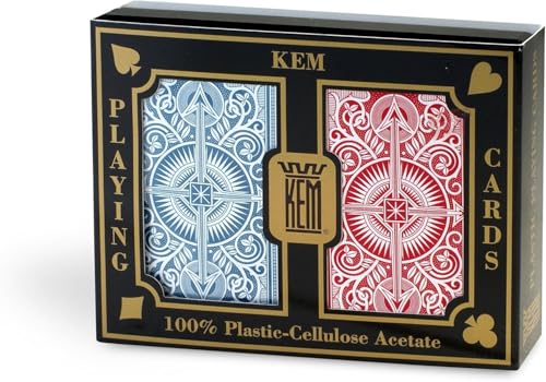 KEM Arrow Red and Blue Bridge Size Jumbo Index Playing Cards Height 363 Width 238 Depth 069 - Image 1