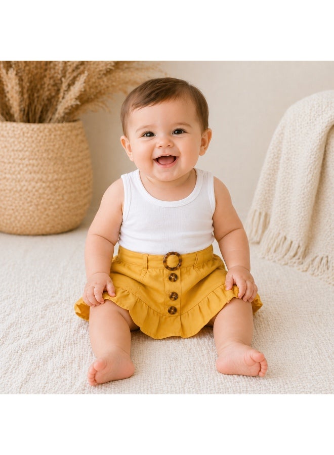 Little Miss Sunshine Baby Girl Set | White Bodysuit & Yellow Skirt Outfit UAE - Image 1
