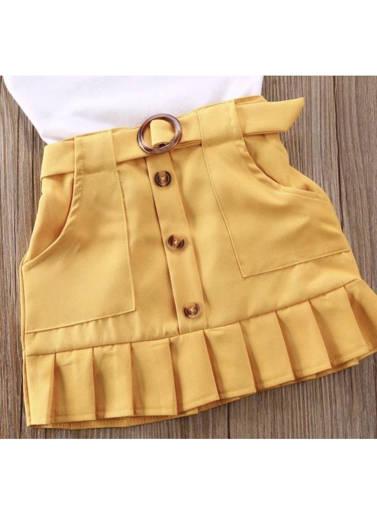 Little Miss Sunshine Baby Girl Set | White Bodysuit & Yellow Skirt Outfit UAE - Image 3
