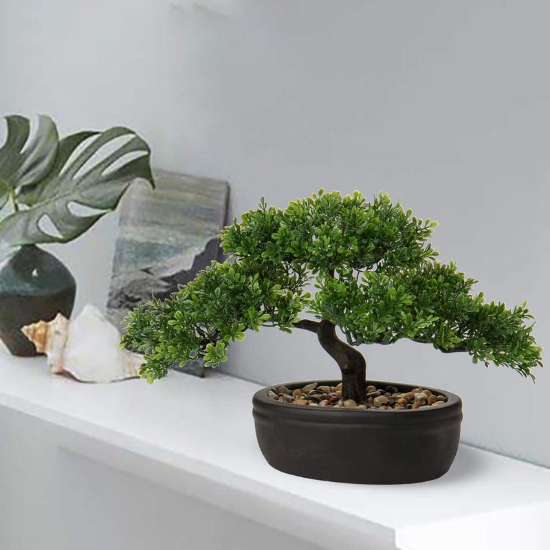 Briful Artificial Bonsai Tree Juniper Faux Plants Indoor Small Fake Plants Decor with Ceramic Pots for Home Table Office Desk Bathroom Shelf Bedroom Living Room Farmhouse Decorations - Image 2