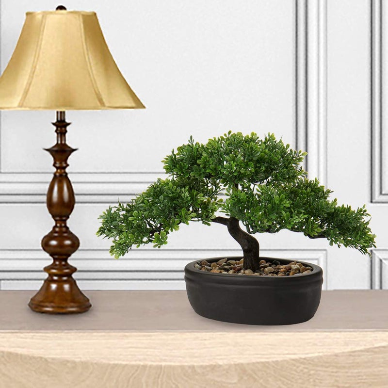 Briful Artificial Bonsai Tree Juniper Faux Plants Indoor Small Fake Plants Decor with Ceramic Pots for Home Table Office Desk Bathroom Shelf Bedroom Living Room Farmhouse Decorations - Image 3