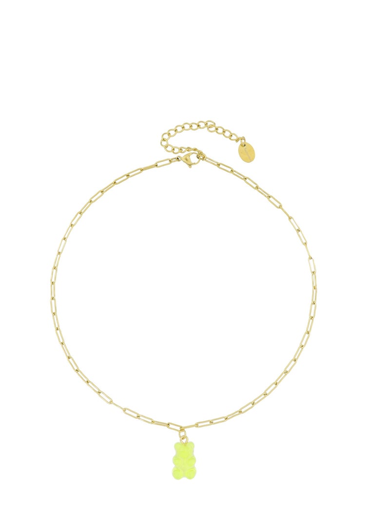 Fashionbox Bella Gummy Bear Necklace Blue/Yellow/Gold Plated