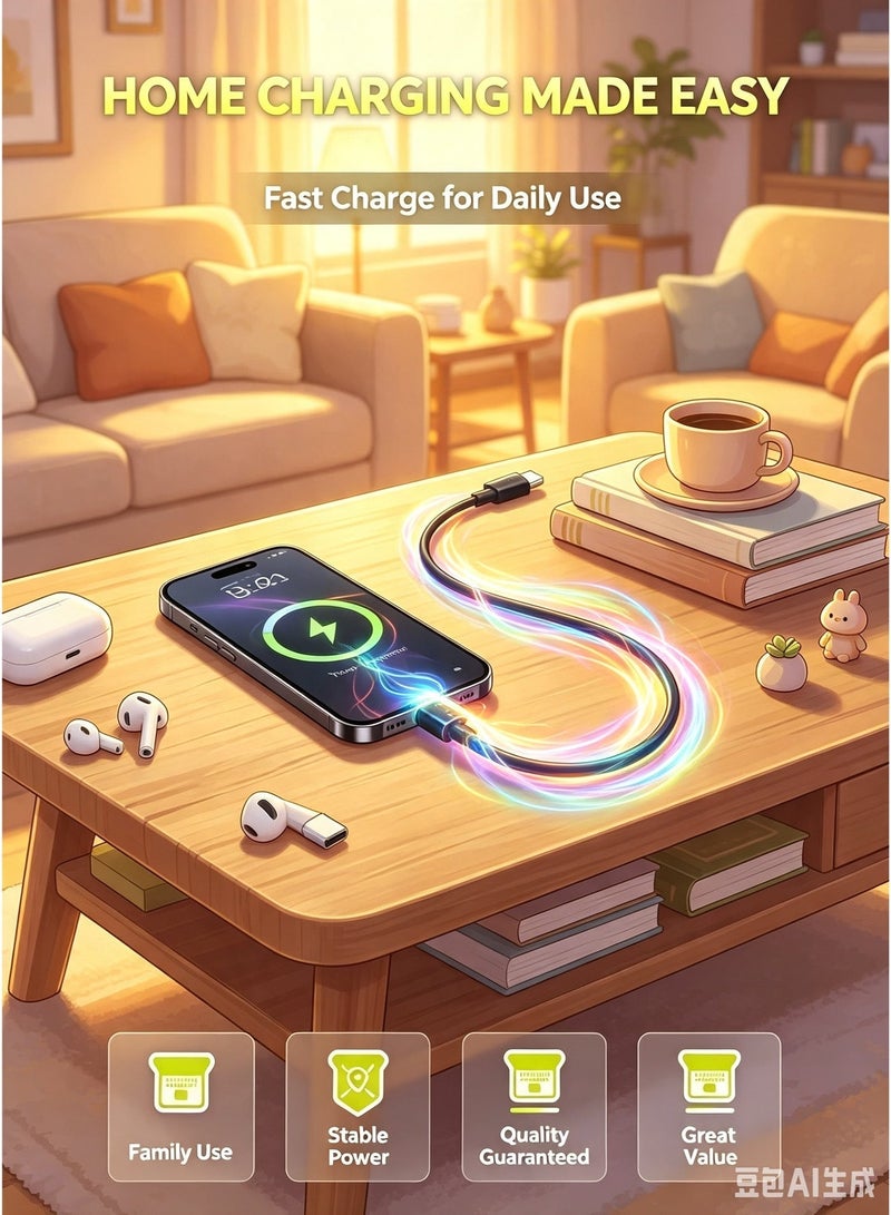 RENO RL-92 USB-C to USB-C 60W Fast Charging & Data Sync Cable (1m) - Black - Image 4