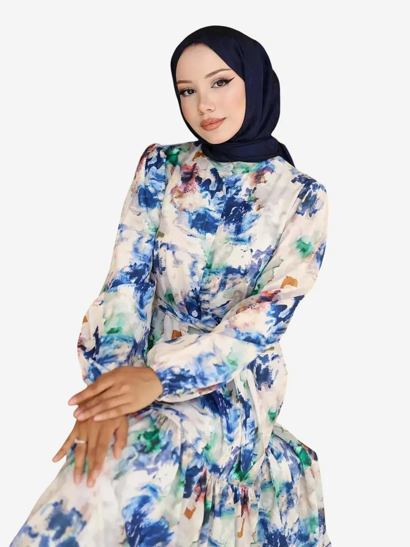 BIG DART BDART Buttoned Crew Neck Maxi Dress with Waistband