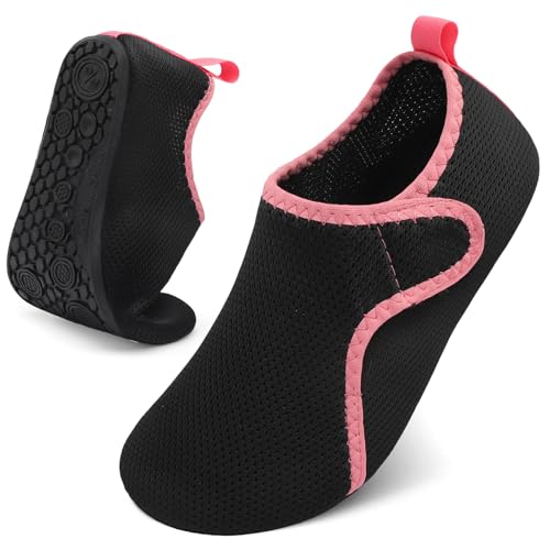 LeIsfIt Barefoot Water Shoes for Women Men Quick-Dry Aqua Socks Non-Slip for Swim Surf Beach Pool Yoga Black 8-9 Women/6-7 Men - Image 1