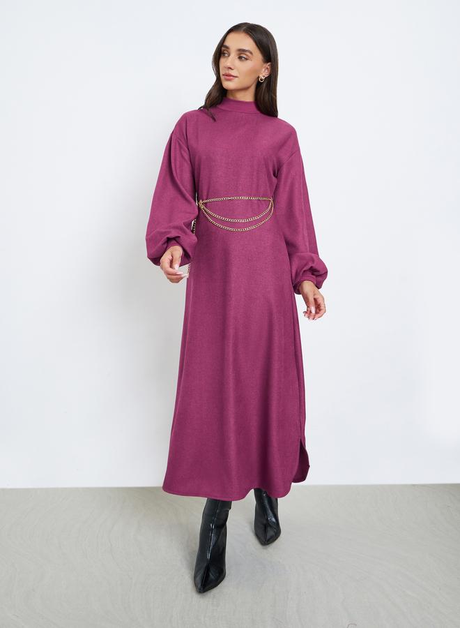 ستايلي فستان طويل مع حزام خصر بنمط سلسلة - Image 2