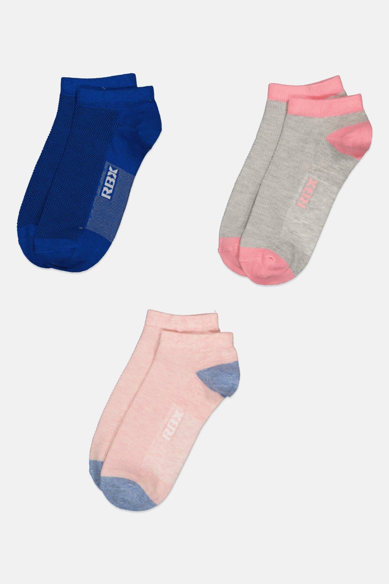 RBX Women 3 Pairs Brand Logo Ankle Socks, Multicolor - Image 2