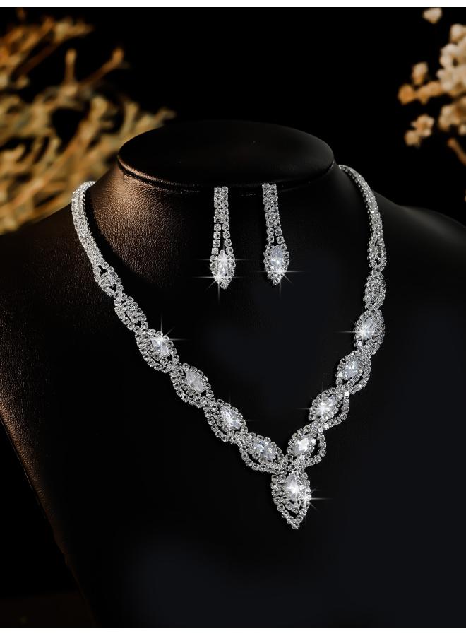 Europe And The United States Necklace Suit Earrings Jewelry Suit Banquet Dress Chain Fashion Joker Bridal Jewelry