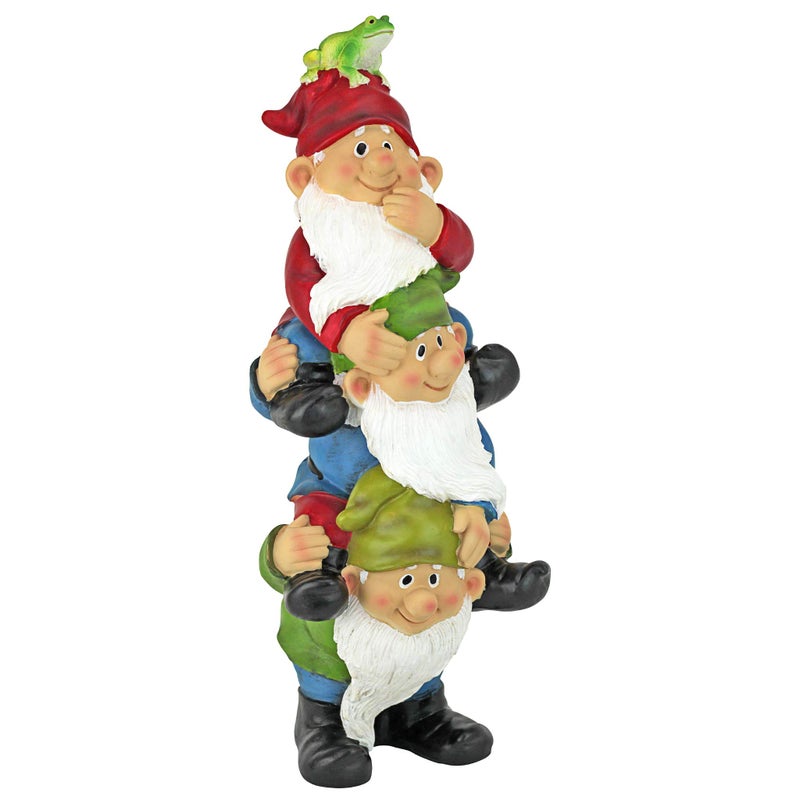 Design Toscano Qm2360300 Tower Of Three Outdoor Garden Funny Lawn Gnome Statues, Multicolored - Image 2