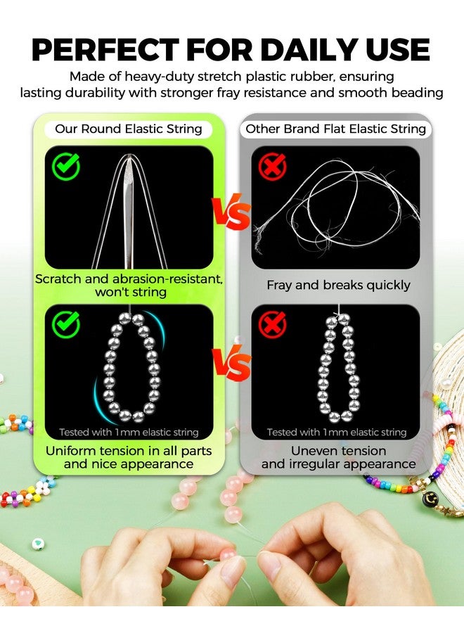 FIVEIZERO 6 Rolls FIVEIZERO Elastic Bracelet String Cord, 0.4mm, 0.5mm, 0.6mm, 0.7mm, 0.8mm, 1mm Crystal Clear Stretchy Elastic Bead String for Bracelets, Jewelry Making and Clay Pony Seed Stone Beads Beading - Image 4