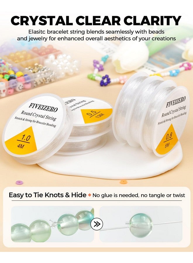 FIVEIZERO 6 Rolls FIVEIZERO Elastic Bracelet String Cord, 0.4mm, 0.5mm, 0.6mm, 0.7mm, 0.8mm, 1mm Crystal Clear Stretchy Elastic Bead String for Bracelets, Jewelry Making and Clay Pony Seed Stone Beads Beading - Image 2