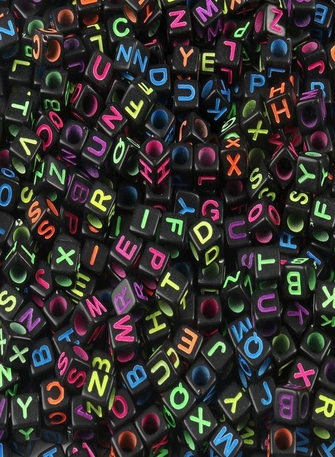 NITOPUPU 900Pcs Acrylic Letter Beads Alphabet Colorful Letter Black Cube Beads for Friendship Bracelets and Gifts Souvenir Jewelry Making(6 * 6mm Cube) - Image 1