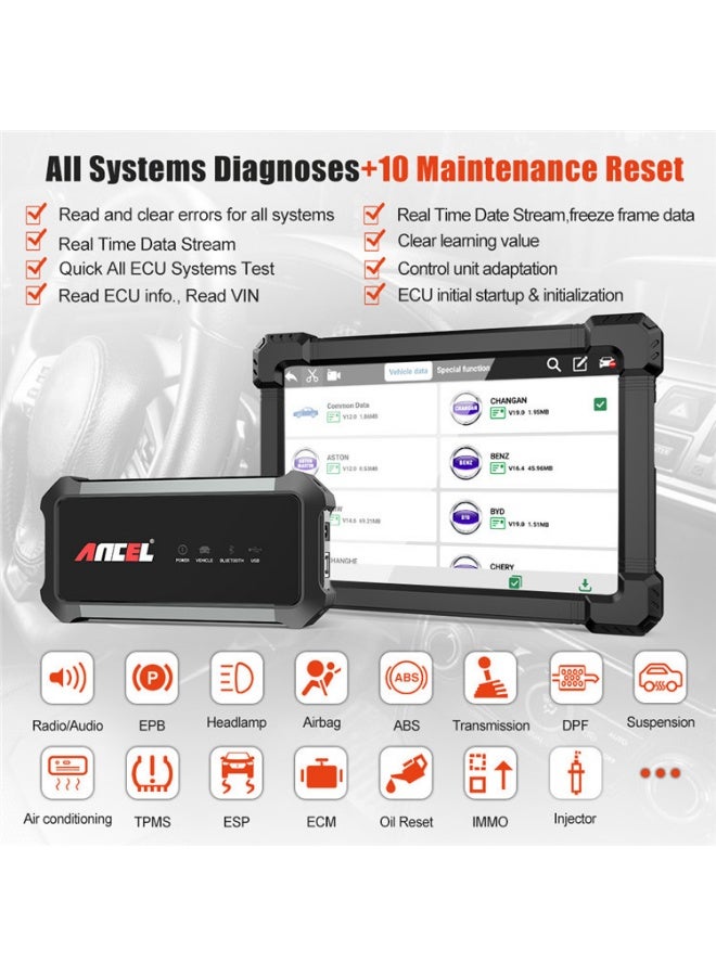 ANCEL X7 Full System OBD2 Scanner 10.1" Tablet Car Diagnostic Tool with ABS EPB DPF SAS Oil Reset, ECU Coding, Bi-Directional Control, Multi-System Auto Scanner - Image 2