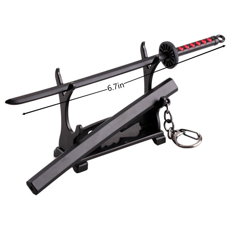 ixampoun 4ps Mini Toy Katana Keychain, Metal Model Sword With Pull Out Best Gift For Anime Lovers Samurai Sword Game Series Sword Party Supplies Gift Keychain for Anime Fans - Image 2