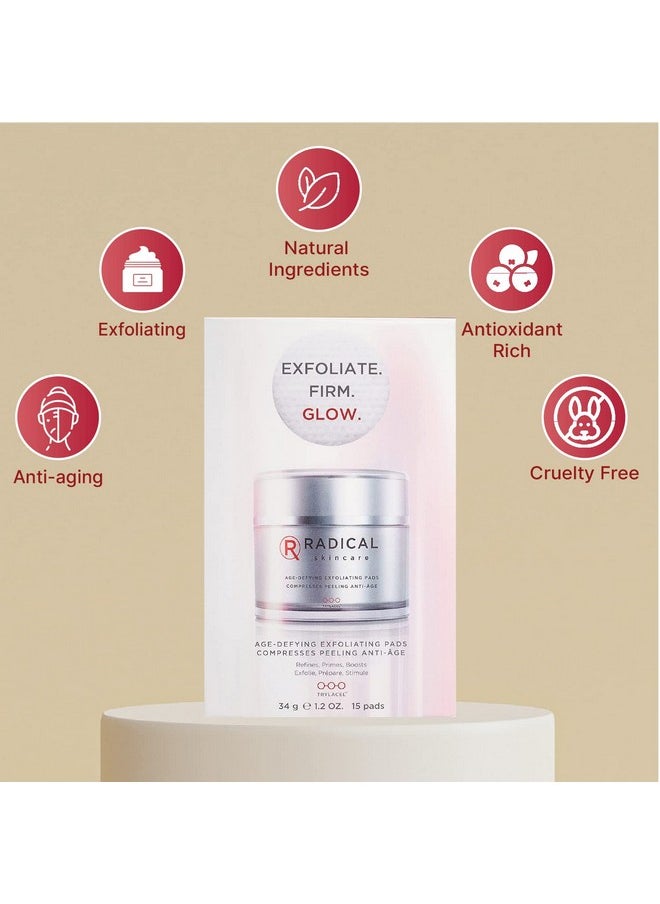 Radical Skincare - Age Defying Exfoliating Pads Removes Dead Skin Evens And Brightens Skin Tone For Radiant Glow | For All Skin Types Including Sensitive Skin | Paraben & Cruelty Free (15 Pads 2 Pack) - Image 1