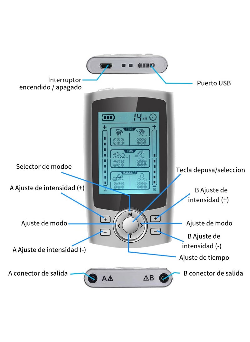 36 Modes Muscle Stimulator, Massager, Unit Muscle Stimulator for Back Pain Relief, Wireless Dual Channel,   Digital Electrical Body Massager Pulse, Muscle Stimulator Pain Fatigue Relief Silver - Image 2