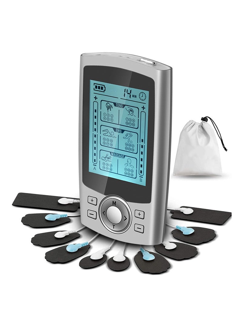 36 Modes Muscle Stimulator, Massager, Unit Muscle Stimulator for Back Pain Relief, Wireless Dual Channel,   Digital Electrical Body Massager Pulse, Muscle Stimulator Pain Fatigue Relief Silver - Image 5