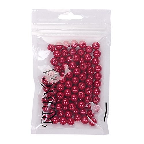 RUBYCA 200Pcs Czech Tiny Satin Luster Glass Pearl Round Beads DIY Jewelry Making 6mm Bordeaux Red - Image 2