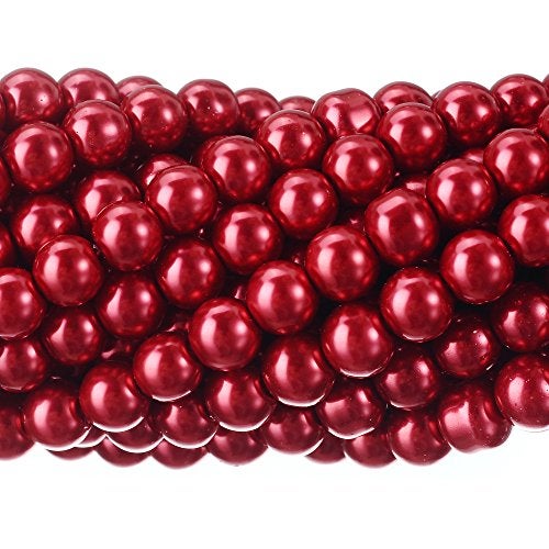 RUBYCA 200Pcs Czech Tiny Satin Luster Glass Pearl Round Beads DIY Jewelry Making 6mm Bordeaux Red - Image 5