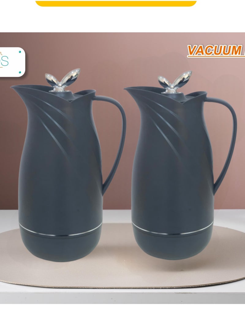 petros - Royal Camel 2 Piece Thermos Set 1L + 1L  Dark Grey/Silver - Image 1