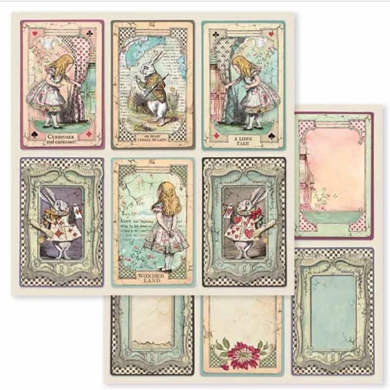Stamperia International KFT Small Paper Pad 10 Sheets Double Sided Alice, 20.3 x 20.3 (8" x 8"), Multicoloured - Image 3