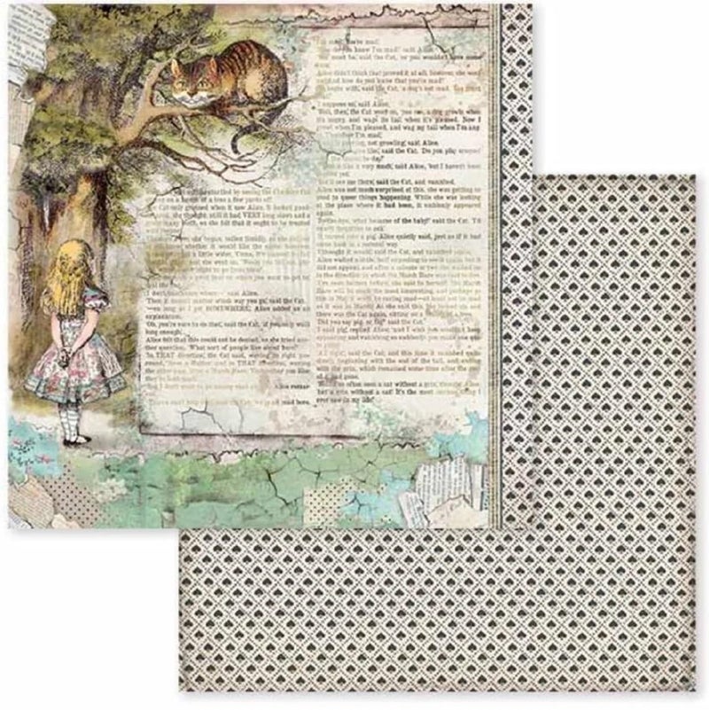 Stamperia International KFT Small Paper Pad 10 Sheets Double Sided Alice, 20.3 x 20.3 (8" x 8"), Multicoloured - Image 4