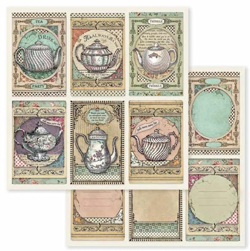 Stamperia International KFT Small Paper Pad 10 Sheets Double Sided Alice, 20.3 x 20.3 (8" x 8"), Multicoloured - Image 5