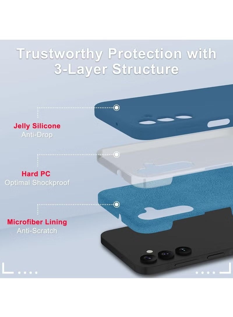 TIGER Samsung Galaxy A25 5G Case – Slim Shockproof Silicone Back Cover with Soft Microfiber Lining | Anti-Scratch Protection with 1 Tempered Glass Screen Protector | Full-Body Drop Protection | Lightweight Grip-Friendly Phone Case – Navy Blue - Image 3