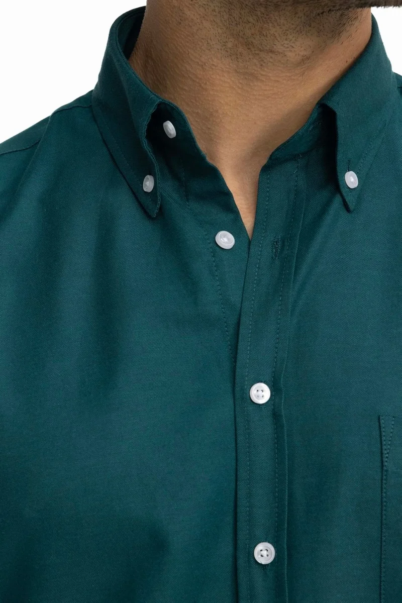 Tudors Classic Fit Long Sleeve Oxford Texture Collar Buttoned Pocket Embroidered Men's Shirt10