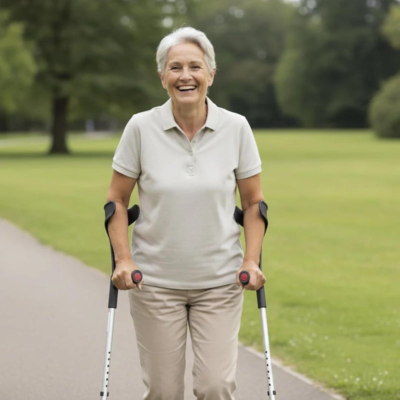 PEPE Mobility PEPE - Crutches for Adults Men (x2 Units, Open Cuff), Elbow Crutches for Women, Adjustable Crutches for Walking, Adult Crutches Pair, Walking Crutches for Men, Black Crutches - Made in Europe - Image 5