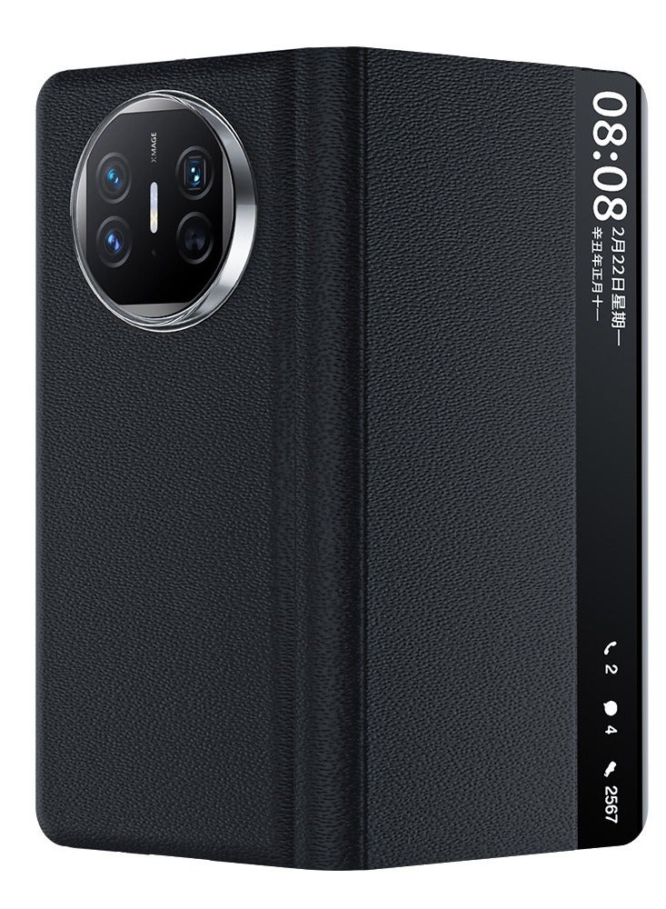 general Compatible with Huawei Mate X5 Genuine leather phone case with a classic foldable screen, full package anti drop protective cover For Mate X5 - Image 1