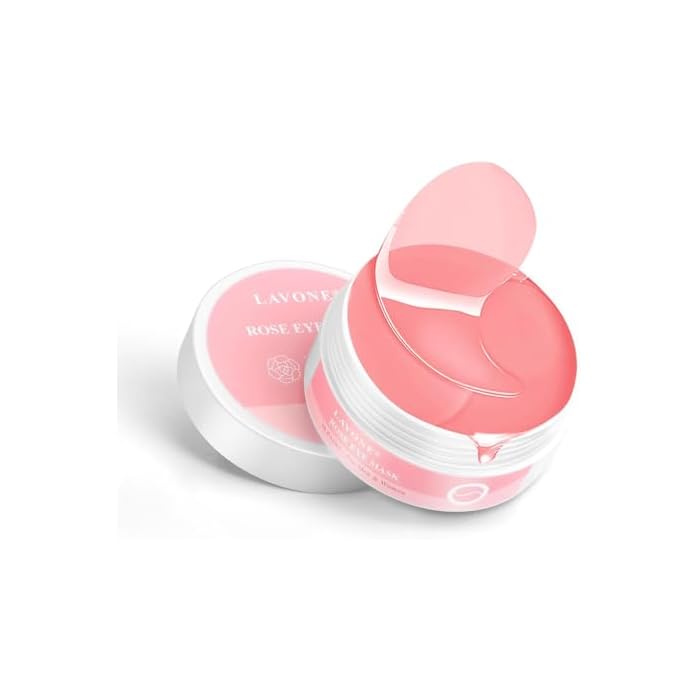 LAVONE Eye Mask - 30 Pairs Rose Under Eye Patches Skin Care Products,Eye Masks Skincare for Dark Circles and Puffiness, Reduce Wrinkles, Eye Bags and Fine Lines, for Women and Man - Pink