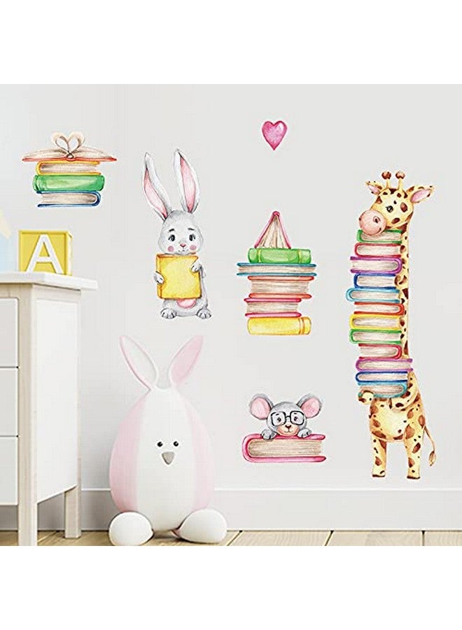 iMagitek Safari Animals Reading Corner Wall Decals Stickers Giraffe Rabbit Koala Read Books Wall Decals for Nursery Playroom Classroom Library Kids Bedroom - Image 3