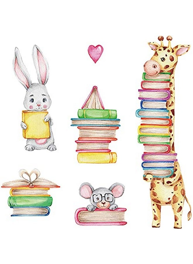 iMagitek Safari Animals Reading Corner Wall Decals Stickers Giraffe Rabbit Koala Read Books Wall Decals for Nursery Playroom Classroom Library Kids Bedroom - Image 1