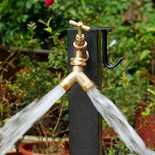 YELUN Garden Hose Splitter,2 Way Connector Heavy Duty Brass, Garden Faucet,Splitter for Outdoor Faucet, Hose y Splitter, Hose Bib Splitter (1 SET) - Image 3