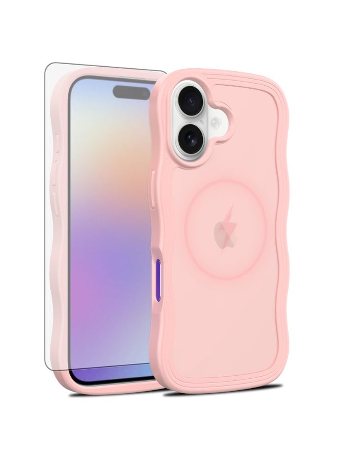 general Phone Case for iPhone 17 6.3 inch 2025 Cell Cover with Screen Protector Slim Magnetic Rugged Shockproof TPU Protective fit for Magsafe Wavy Frame Matte iPhone 17Case - Image 1