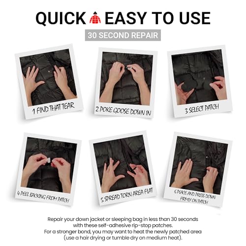DJR Self-Adhesive Waterproof Repair Patch Kit - 30-Second Fix for Down Jackets, Tents, Sleeping Bags, Backpacks, Outdoor and Camping Gear - Pre-Cut Nylon, Multiple Colors (Bottle Green) - Image 4