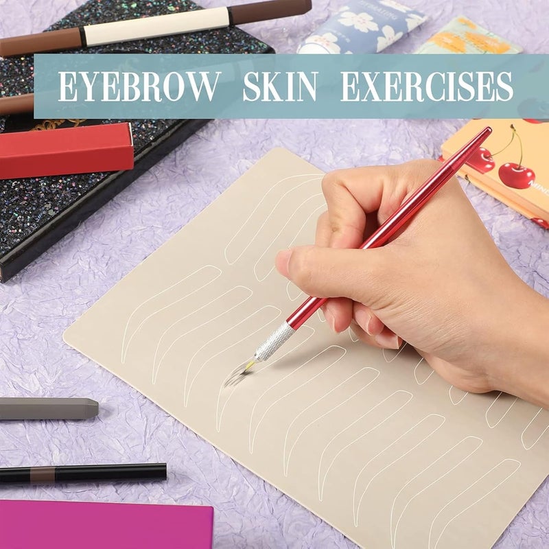 Globelle Microblading Practice Skin DoubleSided Inkless Silicone Sheets for Eyebrow Tattoo Practice Ideal for Beginners Professional Artists Pack of 2 Close - Image 3