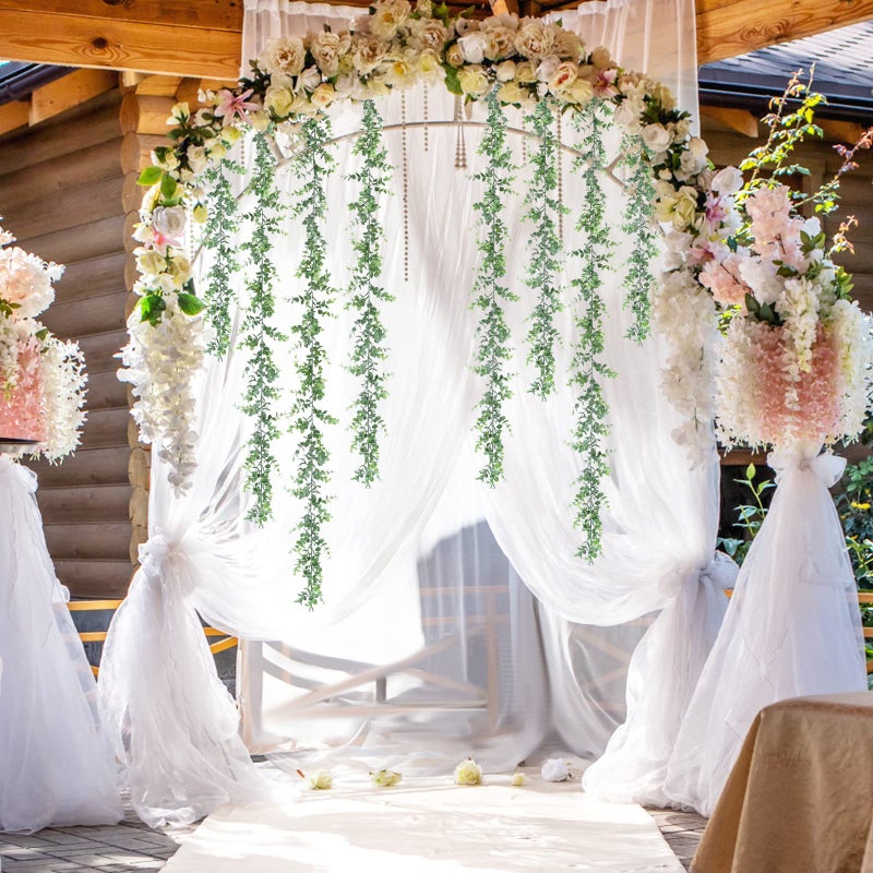 Dolicer 8 Pack Eucalyptus Garland  48FT Faux Eucalyptus Greenery Garland  Artificial Eucalyptus Leaves Vine  Fake Hanging Eucalyptus Garlands Wedding Backdrop Arch Wall Table Party Decor (Grey Green) - Image 3