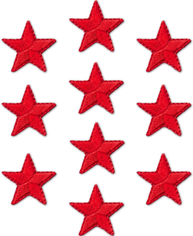 Laughing Lizards Iron On Star Patches Embroidered Patch Applique Embellishments for Clothing Jackets Backpacks and Decorations Red 1
