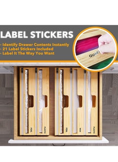MIXDE Bamboo Wrap Dispenser with Cutter, Thickened 3 in 1 Kitchen Roll Holder for Cling Film, Aluminum Foil, Wax Paper Or Parchment Paper - Compatible with 12 Inch Kitchen Rolls  - Image 2