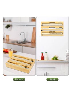MIXDE Bamboo Wrap Dispenser with Cutter, Thickened 3 in 1 Kitchen Roll Holder for Cling Film, Aluminum Foil, Wax Paper Or Parchment Paper - Compatible with 12 Inch Kitchen Rolls  - Image 5