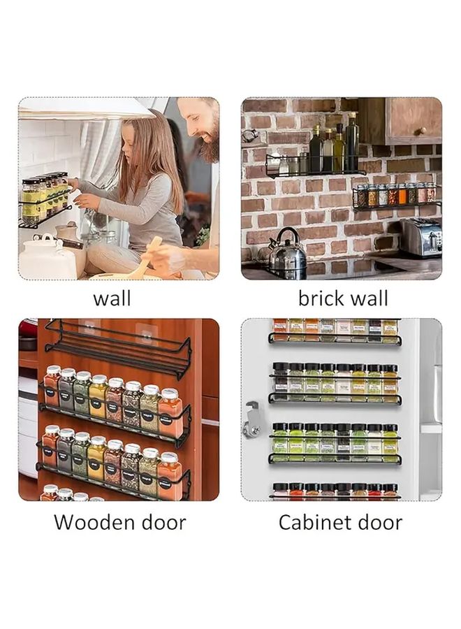 Wall Mounted Silvery Spice Rack Organizer For Kitchen Cabinet Door Storage - Image 2